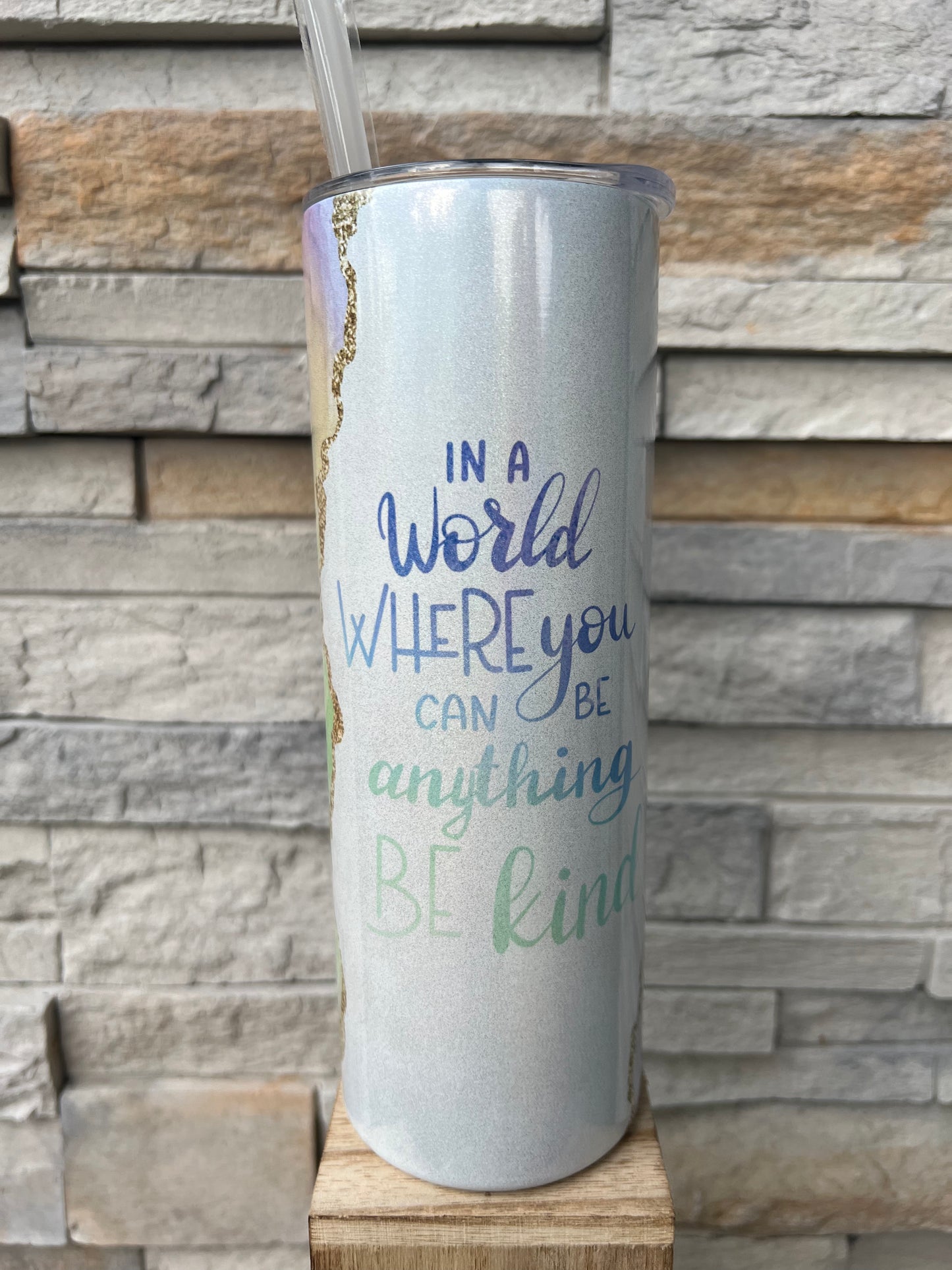 Be Kind Shimmer 20oz Skinny Sublimation Tumbler