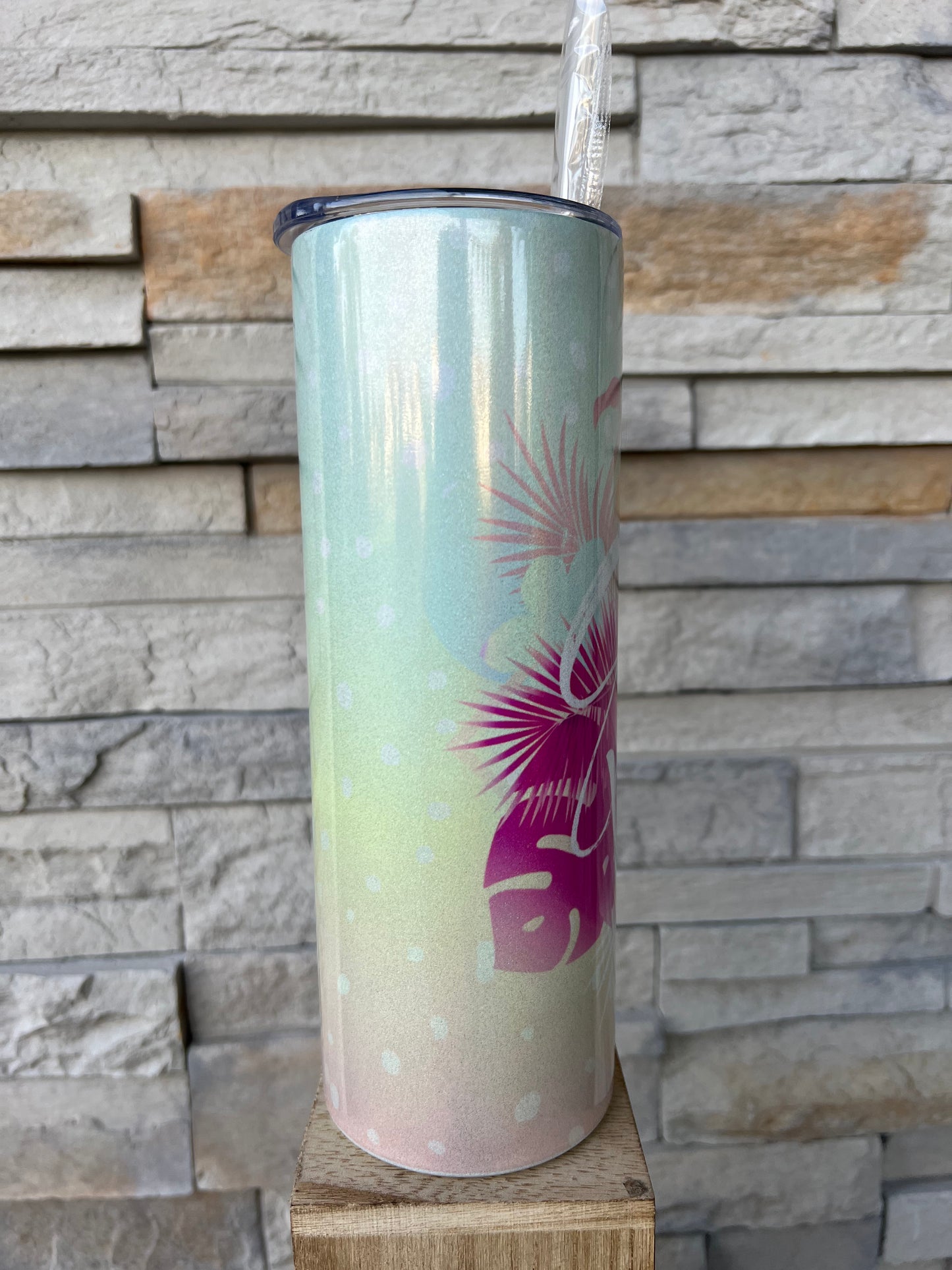 Summer Vibes Shimmer 20oz Skinny Sublimation Tumbler
