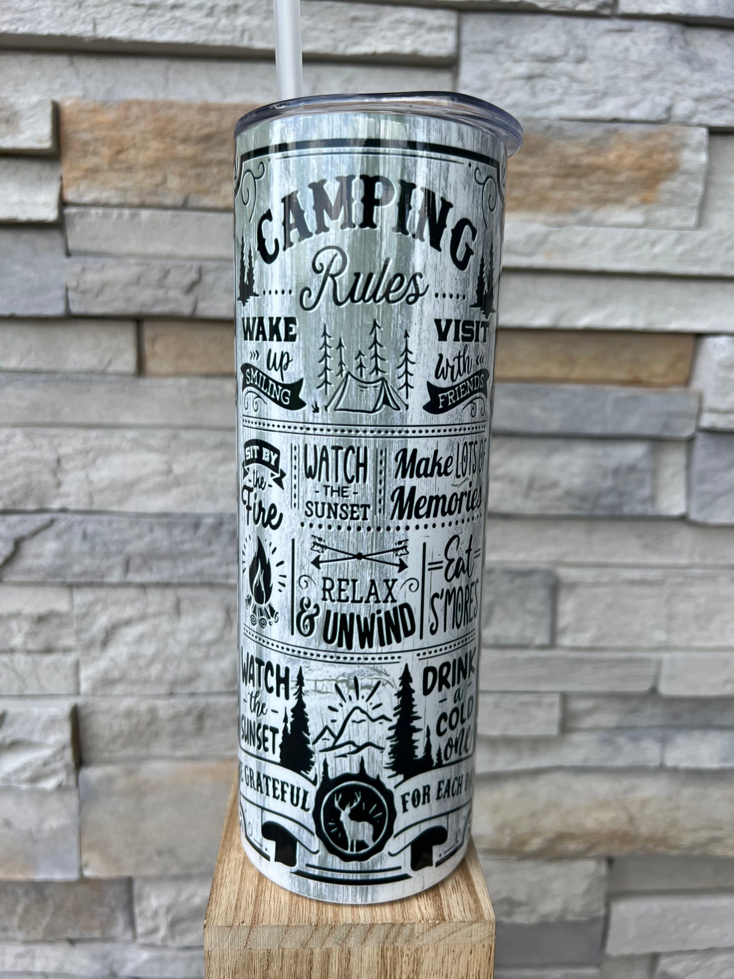 Camping Rules 20oz Skinny Sublimation Tumbler