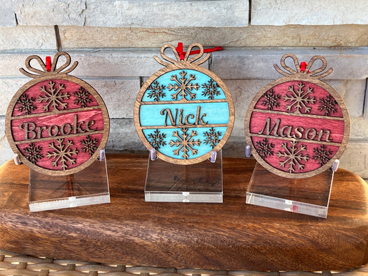 Personalized Name Christmas Ornaments Snowflake Pattern