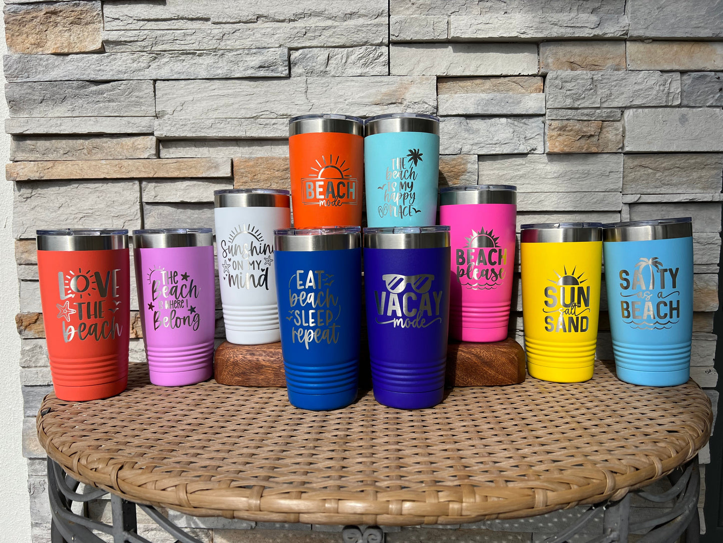 Sun Salt Sand, Beach Theme 20oz Stainless Steel Tumbler Multiple Color Options