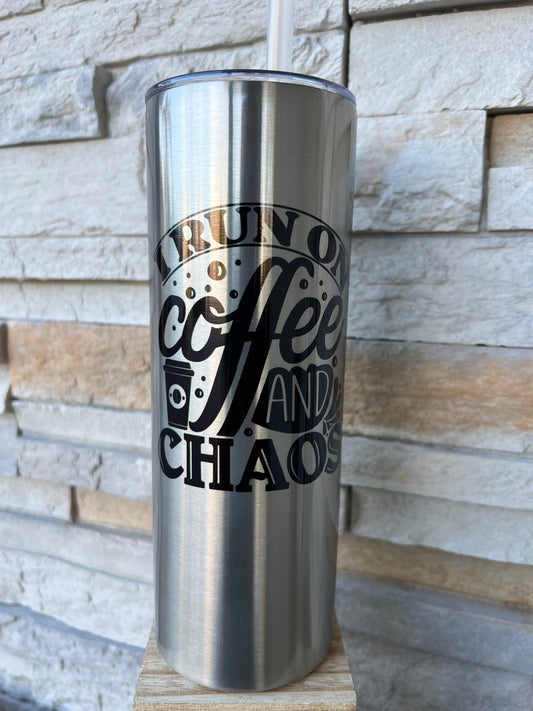 Coffee And Chaos 20oz Skinny Sublimation Tumbler