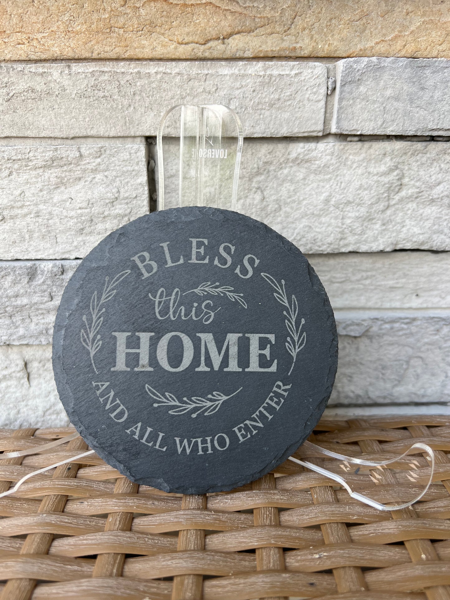 Bless This Home Slate Coasters 4 Pack Round