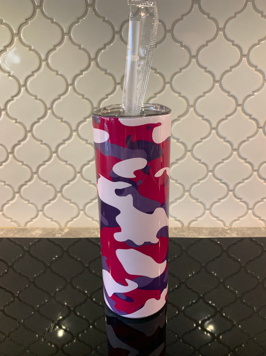 Purple and Red Camo 20oz Skinny Sublimation Tumbler