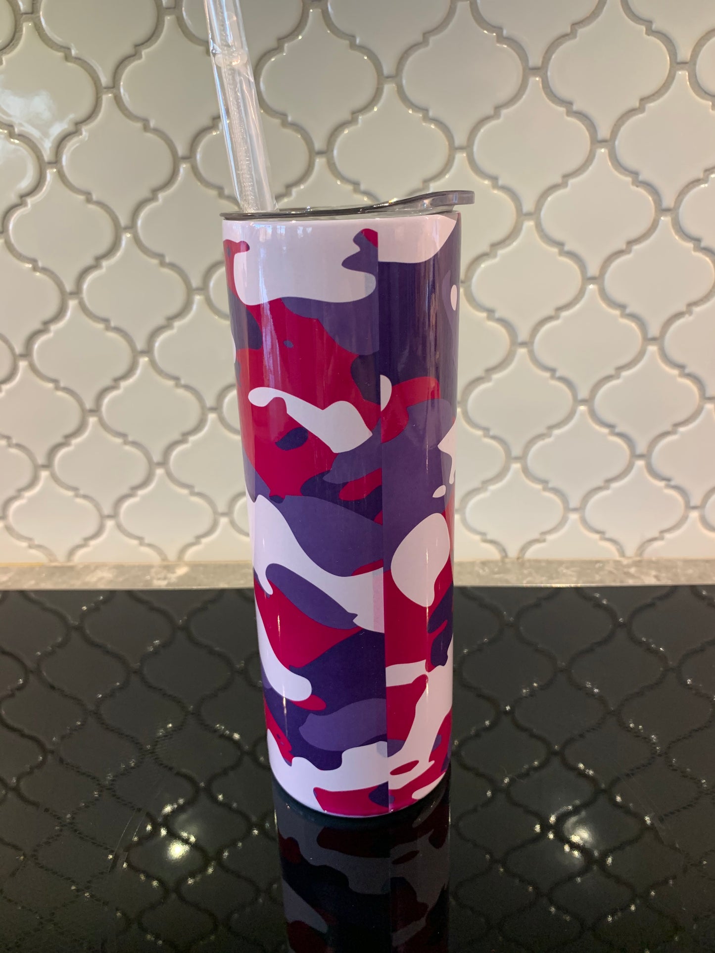 Purple and Red Camo 20oz Skinny Sublimation Tumbler