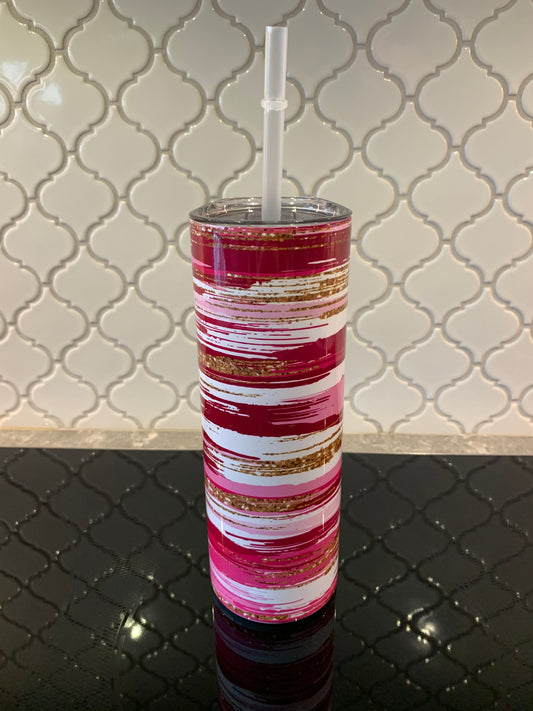 Red Broken Paint Stripes 20oz Skinny Sublimation Tumbler