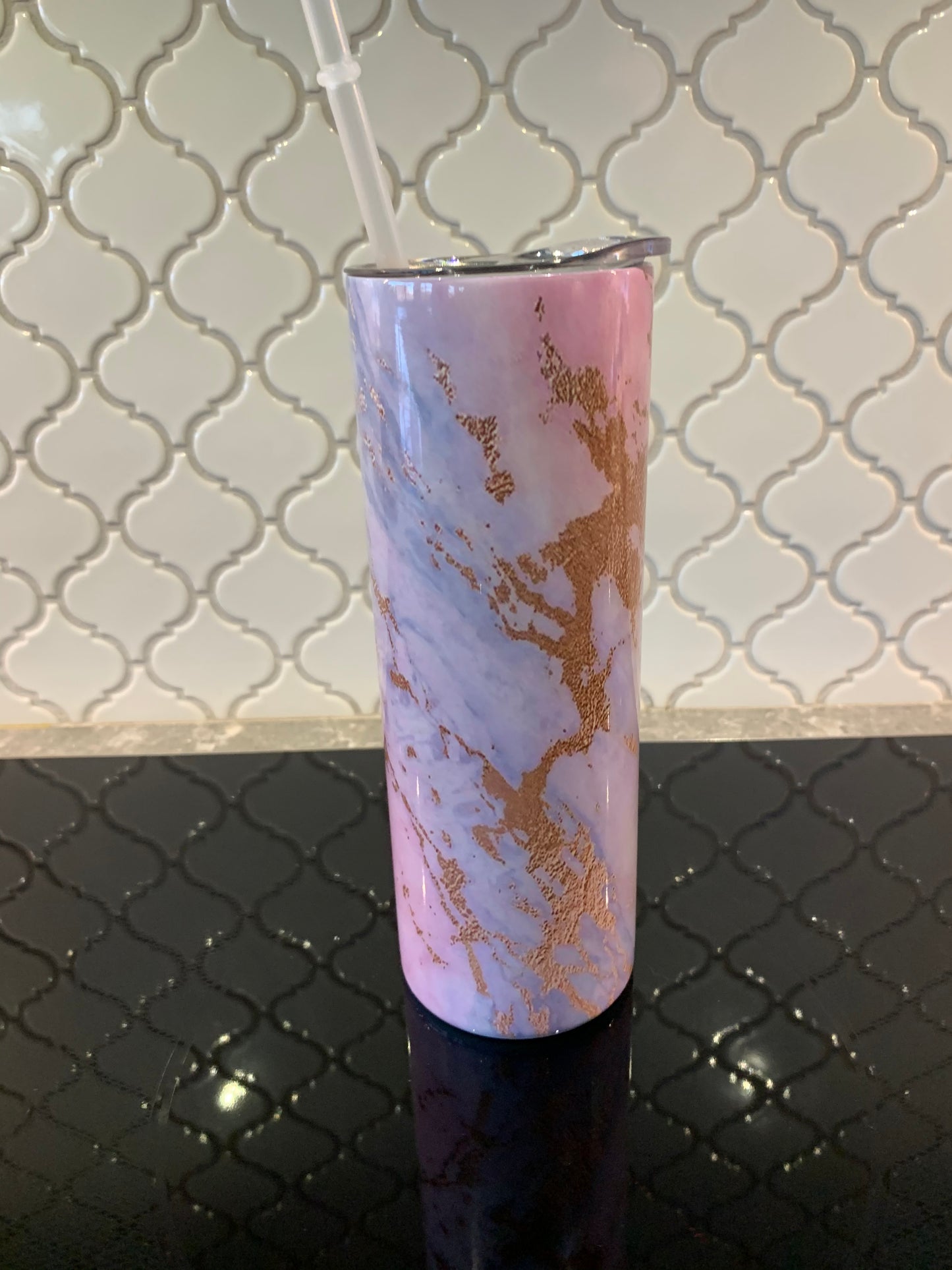 Pink and Blue Marble 20oz Skinny Sublimation Tumbler