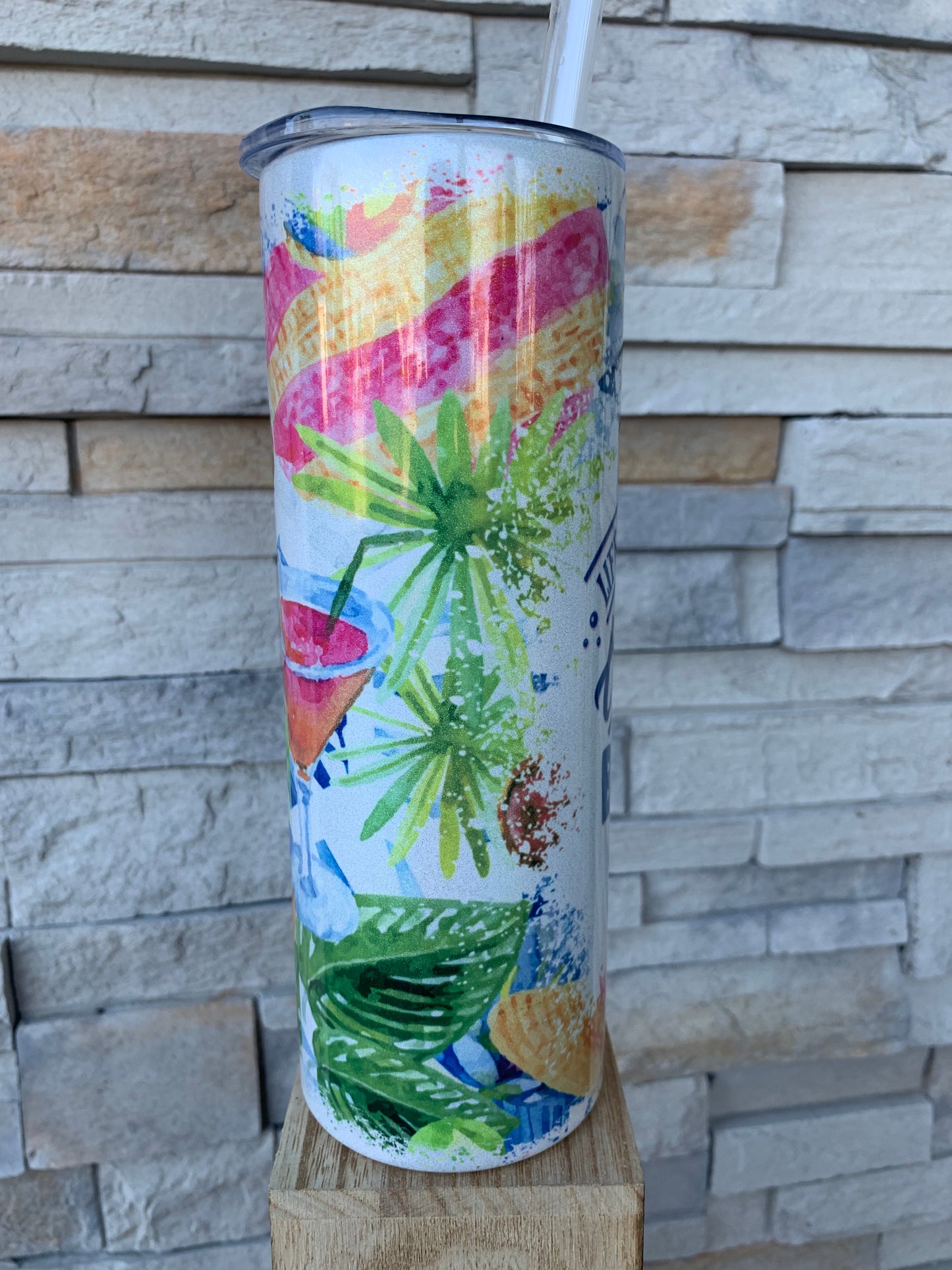 Life Is Better At The Beach Shimmer 20oz Skinny Sublimation Tumbler