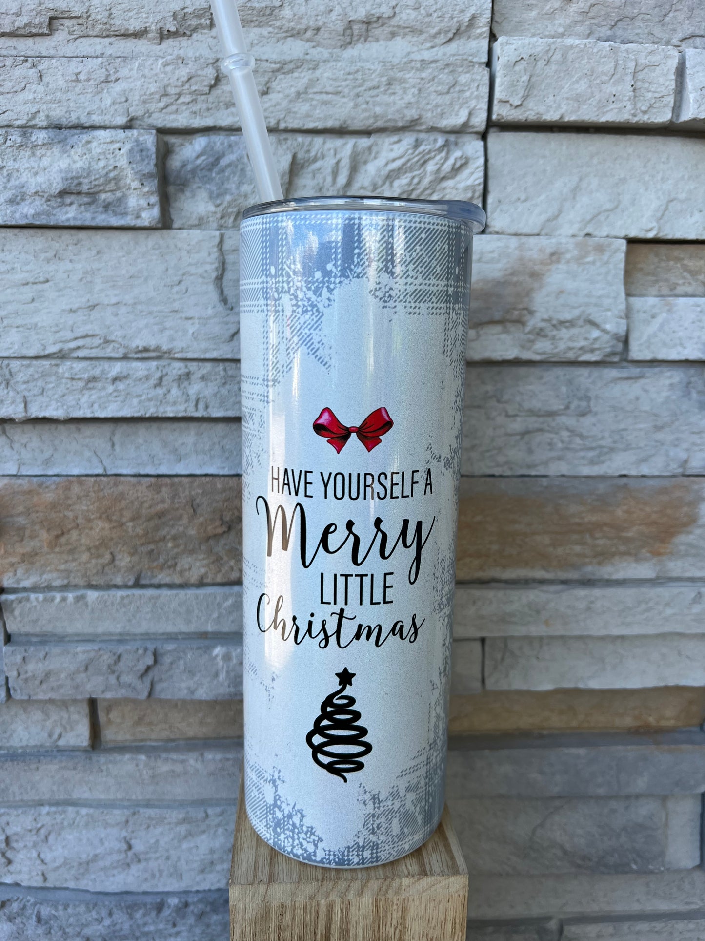 Have Yourself A Merry Little Christmas Shimmer 20oz Skinny Tumbler