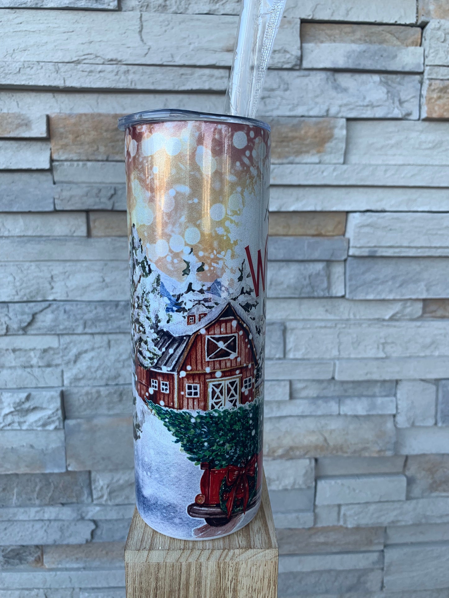 It’s The Most Wonderful Time Of The Year Christmas Shimmer 20oz Skinny Tumbler