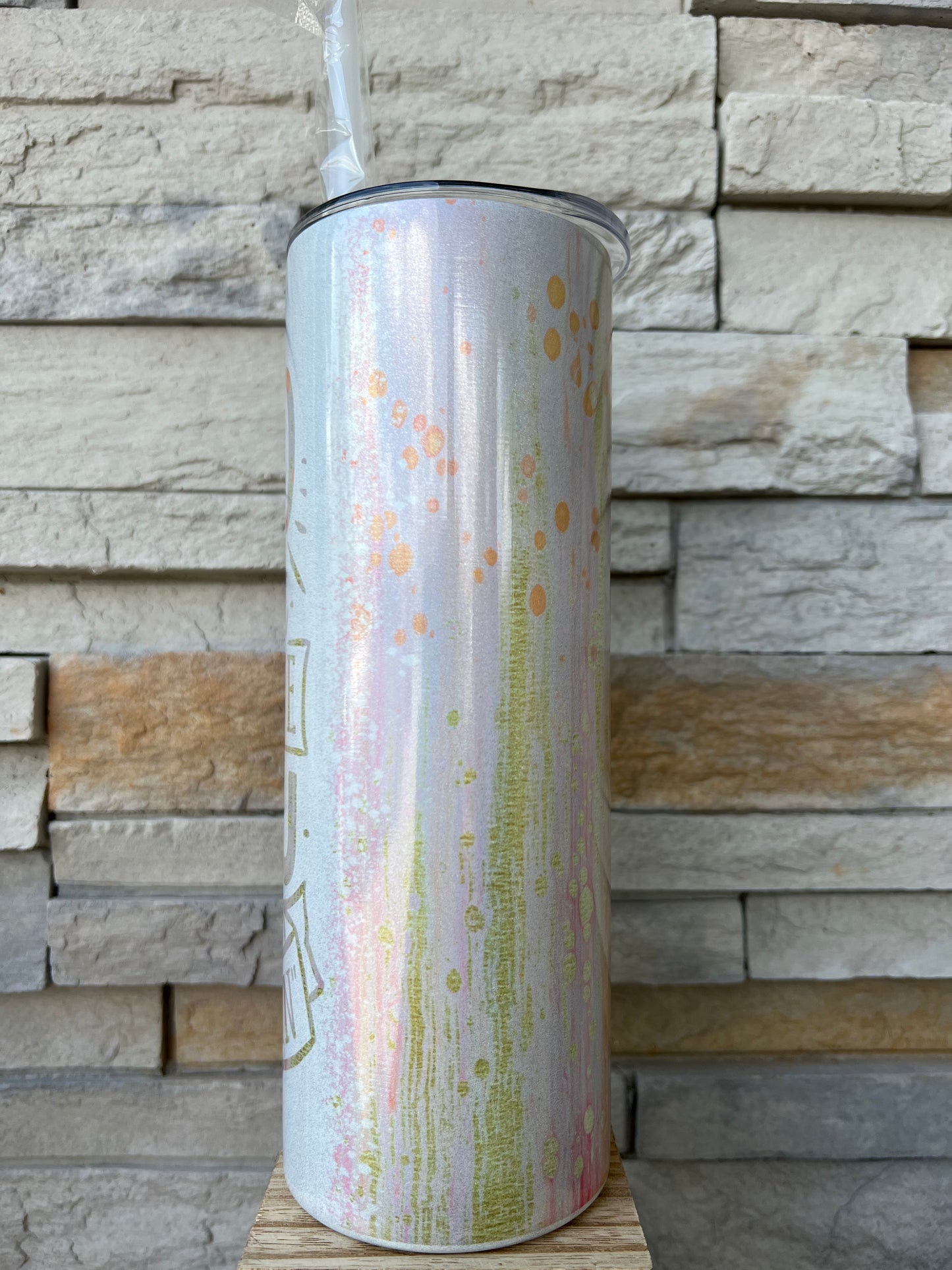 God Did Not Create You To Blend In Faith Shimmer 20oz Skinny Sublimation Tumbler
