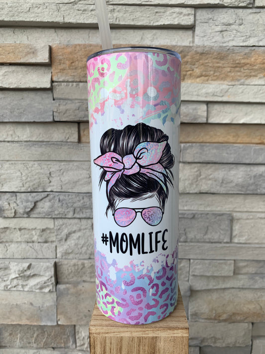 Iridescent Mom Life 20oz Skinny Tumbler