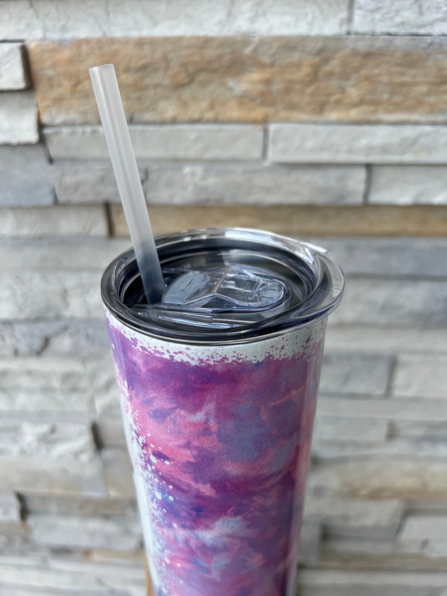 Pink and Purple Mom Life 20oz Shimmer Skinny Sublimation Tumbler